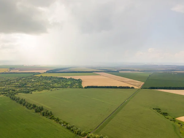 Aerila Drone View Summer Rain Agricultural Fields Ukraine — Stock Photo, Image