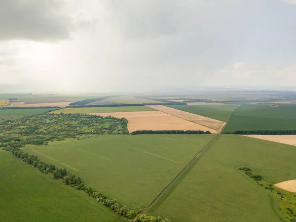 Aerila Drone View Summer Rain Agricultural Fields Ukraine — Stock Photo, Image