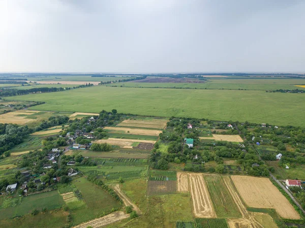 Vista Aérea Del Dron Campos Agrícolas Ucranianos Verano — Foto de Stock