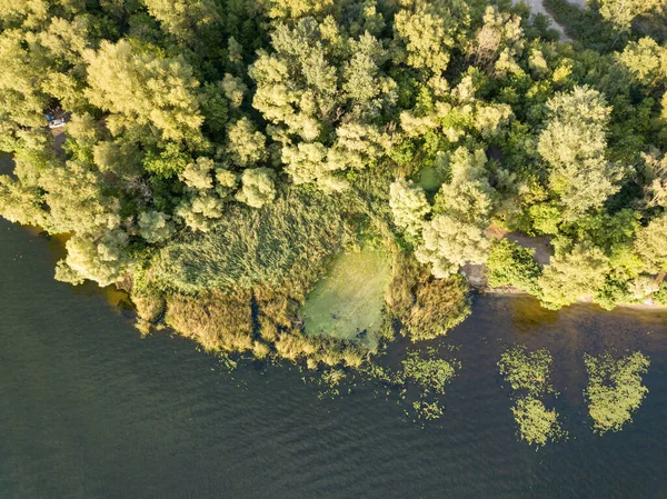 Aerial Drone View River Bank — Stock Photo, Image