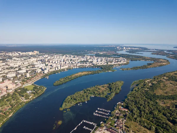 Över Dnepr Och Kiev Ovanifrån — Stockfoto