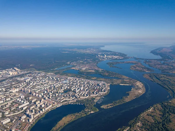 Вид Дніпро Київ Згори — стокове фото