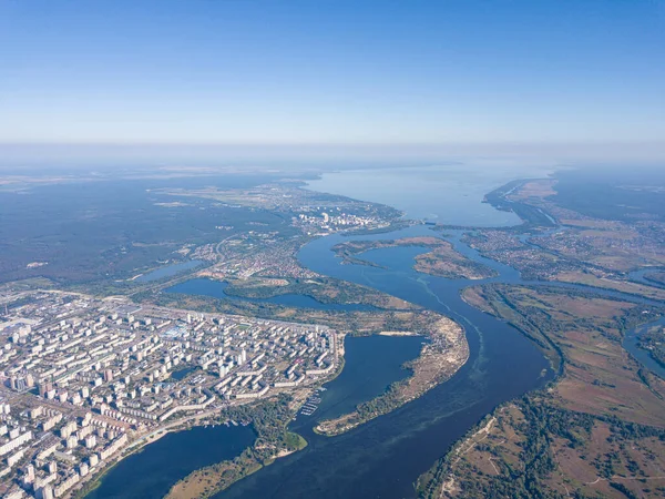 Вид Дніпро Київ Згори — стокове фото