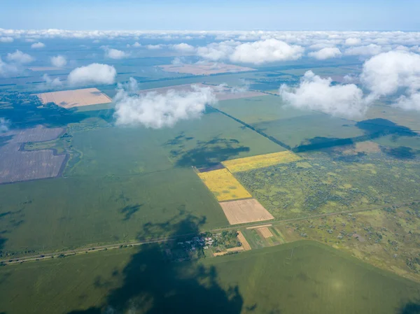 High Flight Clouds Agricultural Fields — Stock Photo, Image