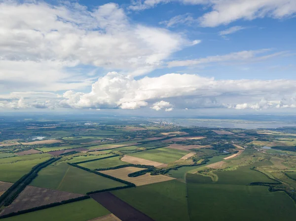 Aerial Drone View Ukrainian Agricultural Fields — Stock Photo, Image