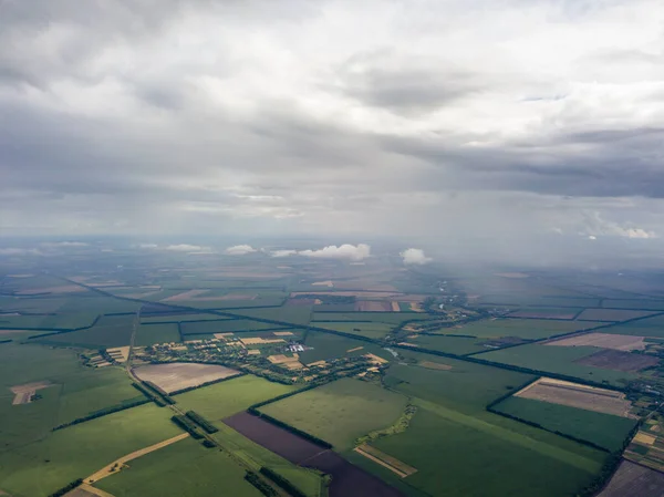 Aerial Drone View Rain Clouds Ukrainian Field Raining — Stock Photo, Image