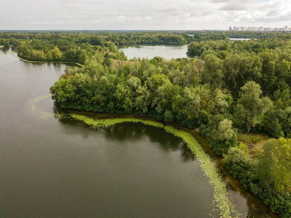 Kiev Deki Dinyeper Nehri Nin Havadan Görünüşü — Stok fotoğraf