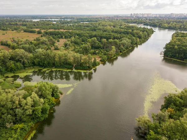 Flygfoto Över Floden Dnepr Kiev — Stockfoto