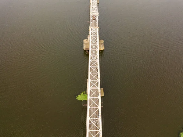 Drohnen Aus Der Luft Eisenbahnbrücke Über Den Dnjepr Kiew — Stockfoto