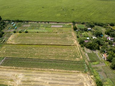 Hava aracı görüntüsü. Ukrayna kırsal arazisi.