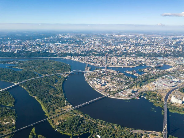 Hög Utsikt Över Floden Dnepr Kiev Sommaren Solig Dag — Stockfoto