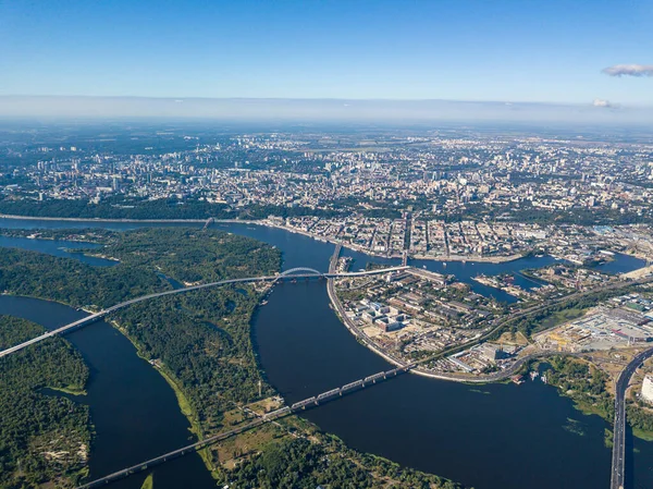 Hög Utsikt Över Floden Dnepr Kiev Sommaren Solig Dag — Stockfoto