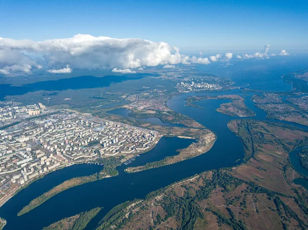 Vista Alta Del Río Dniéper Kiev Día Soleado Verano — Foto de Stock