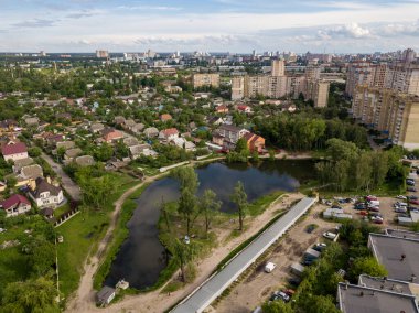 Hava aracı görüntüsü. Kiev şehir manzarası