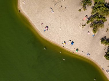 Hava aracı görüntüsü. Kiev 'deki kumsal.