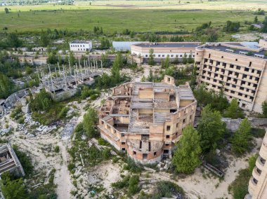 Hava aracı görüntüsü. Kiev 'deki şehir hastanesinin bitmemiş binası..