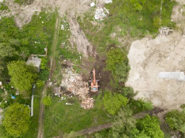 Hava görüntüsü. Kiev 'de inşaat halindeki köprü.