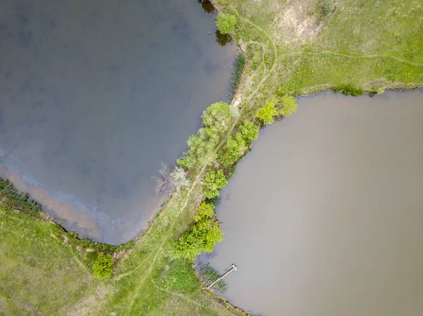 Aerial Drone View Country Lake Ukraine — Stock Photo, Image