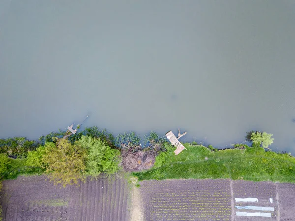 Flygdrönare Landssjö Ukraina — Stockfoto