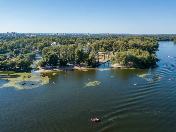 Letecký Pohled Lodě Kajaku Pobřeží — Stock fotografie