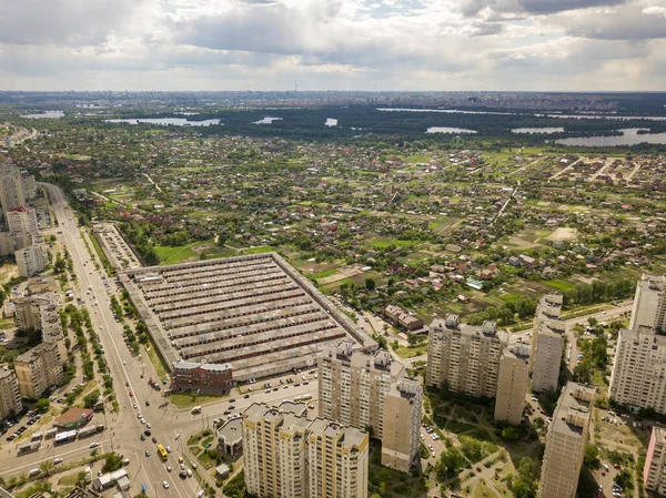 Aerial Drone View Outskirts City Kiev — Stock Photo, Image