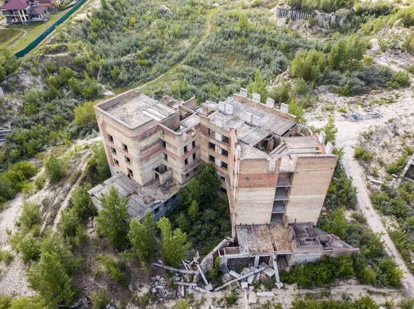 Aerial Drone View Abandoned Unfinished Building City Hospital Kiev — Stock Photo, Image