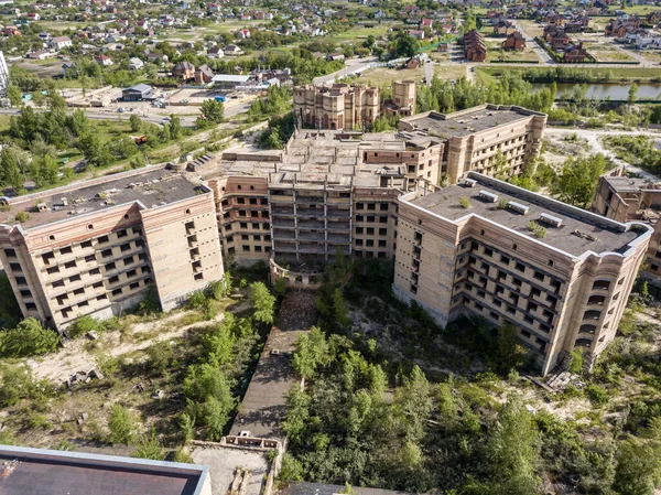 Aerial Drone View Abandoned Unfinished Building City Hospital Kiev — Stock Photo, Image