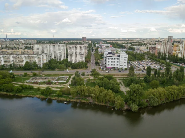 Hava Aracı Görüntüsü Kiev Deki Şehir Gölü — Stok fotoğraf