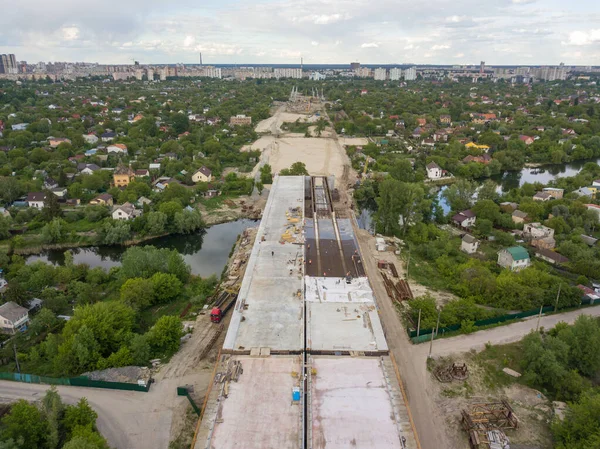Aerial View Bridge Construction Kiev — Stock Photo, Image