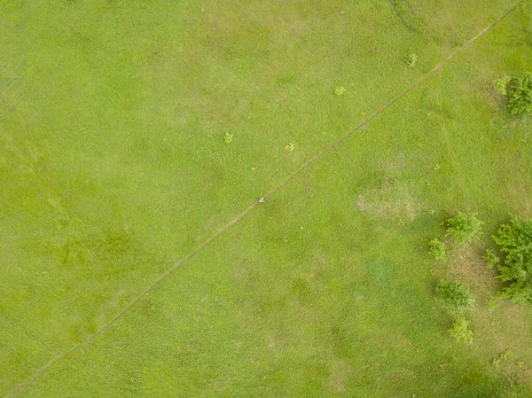 空中无人驾驶飞机视图 春天的绿地 — 图库照片