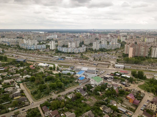 Hava Aracı Görüntüsü Kiev Şehrinin Kenar Mahalleleri — Stok fotoğraf
