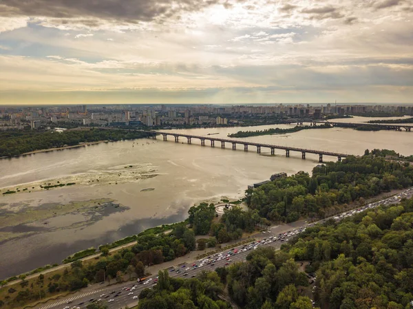 Flygdrönare Syn Kiev Stadsbild — Stockfoto