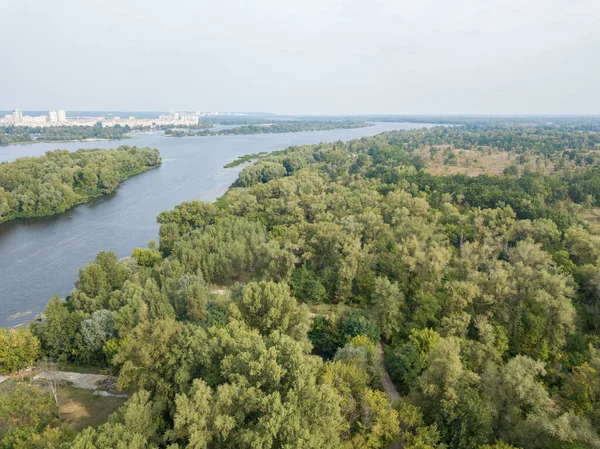 Aerial Drone View View Dnieper River Kiev — Stock Photo, Image