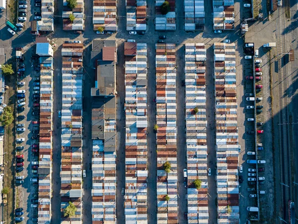 Garages Kiev Aerial Drone Top View — Stock Photo, Image