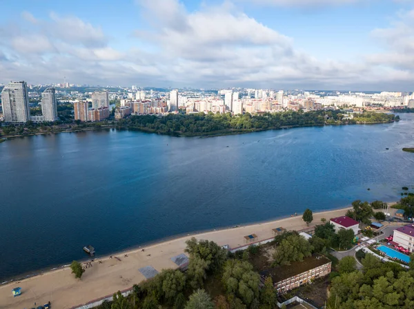 Letecký Pohled Řeku Dněpru Kyjevě — Stock fotografie