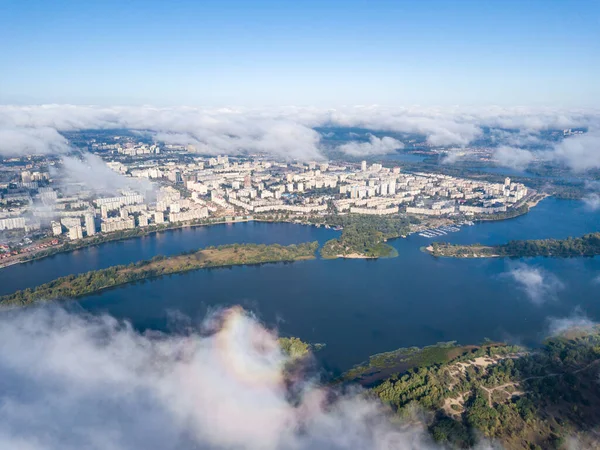 Volando Sobre Las Nubes Otoño Kiev Mañana Soleada — Foto de Stock