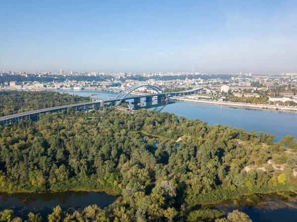 Kiev Deki Dinyeper Nehri Nin Havadan Görünüşü — Stok fotoğraf