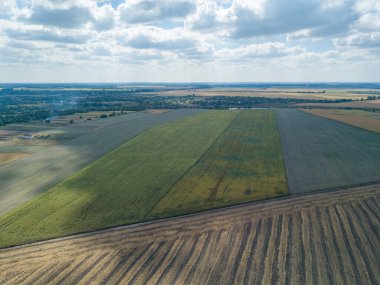 Hava aracı görüntüsü. Ukrayna 'daki tarım alanları.