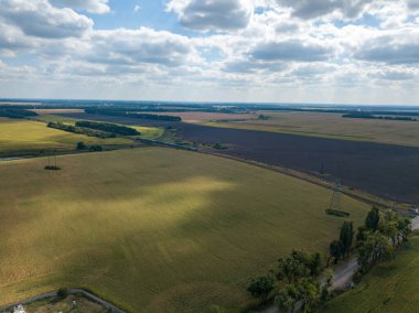 Hava aracı görüntüsü. Ukrayna 'daki tarım alanları.
