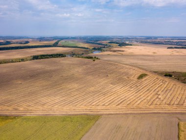 Hava aracı görüntüsü. Ukrayna 'daki tarım alanları.