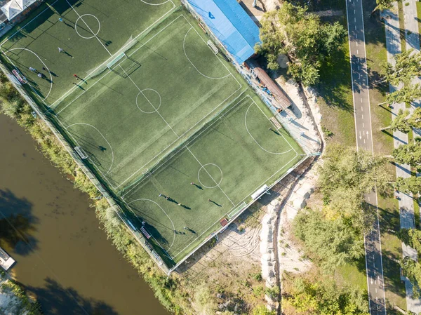 Campo Futebol Parque Vista Aérea Drones — Fotografia de Stock