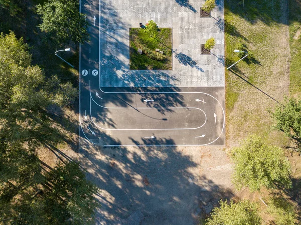 Vue Aérienne Sur Drone Piste Cyclable Pédestre Dans Parc Municipal — Photo