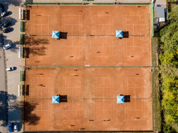 Quadra Ténis Vista Aérea Drones — Fotografia de Stock