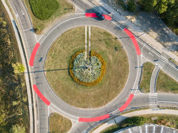 Vista Aérea Drones Rotunda Com Marcas Bicicletas Vermelhas — Fotografia de Stock