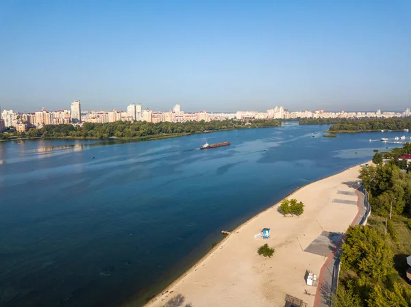 Hava Aracı Görüntüsü Kiev Deki Dinyeper Nehri — Stok fotoğraf