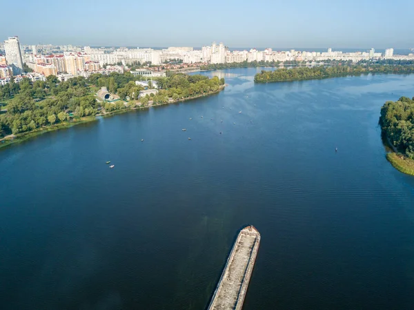 Hava Aracı Görüntüsü Kiev Deki Dinyeper Nehri — Stok fotoğraf