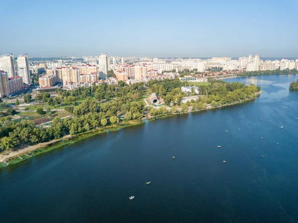 Pandangan Pesawat Tak Berawak Sungai Dnieper Kiev — Stok Foto