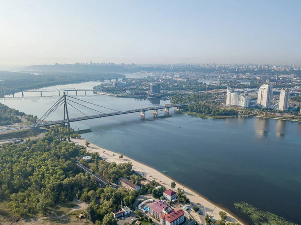 Ponte Norte Sobre Rio Dnieper Kiev Vista Aérea Drones — Fotografia de Stock