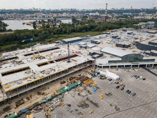 Letecký Výhled Výstavba Velkého Nákupního Centra — Stock fotografie