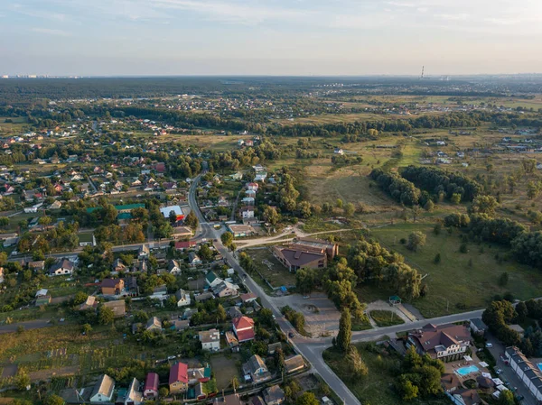 Hava Aracı Görüntüsü Ukrayna Köyü Yaz Güneşli Bir Gün — Stok fotoğraf